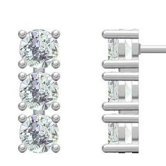 Sterling Silver Semi Mount Earrings Setting Round RD 5x5mm 6 Stone Stud Syzjewelry