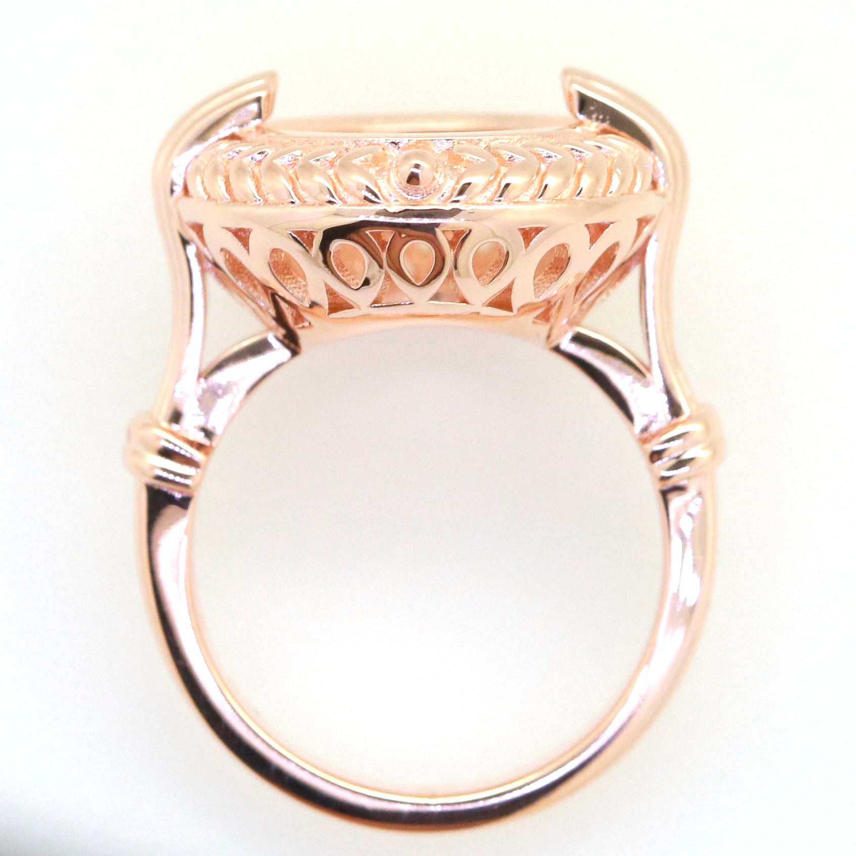 Art Deco Sterling Silver Semi Mount Ring Setting Round RD 12x12mm Syzjewelry