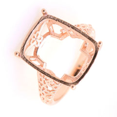 Art Deco Sterling Silver Semi Mount Ring Setting Cushion CU 18x14mm Cab Syzjewelry