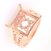 Art Deco Sterling Silver Semi Mount Ring Setting SQ Princess 13x13mm Syzjewelry