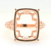 Art Deco Sterling Silver Semi Mount Ring Setting Cushion CU 18x14mm Cab Syzjewelry