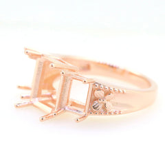 Art Deco Sterling Silver Semi Mount Ring Setting OCT Emerald 10x8mm, 7x5mm Syzjewelry