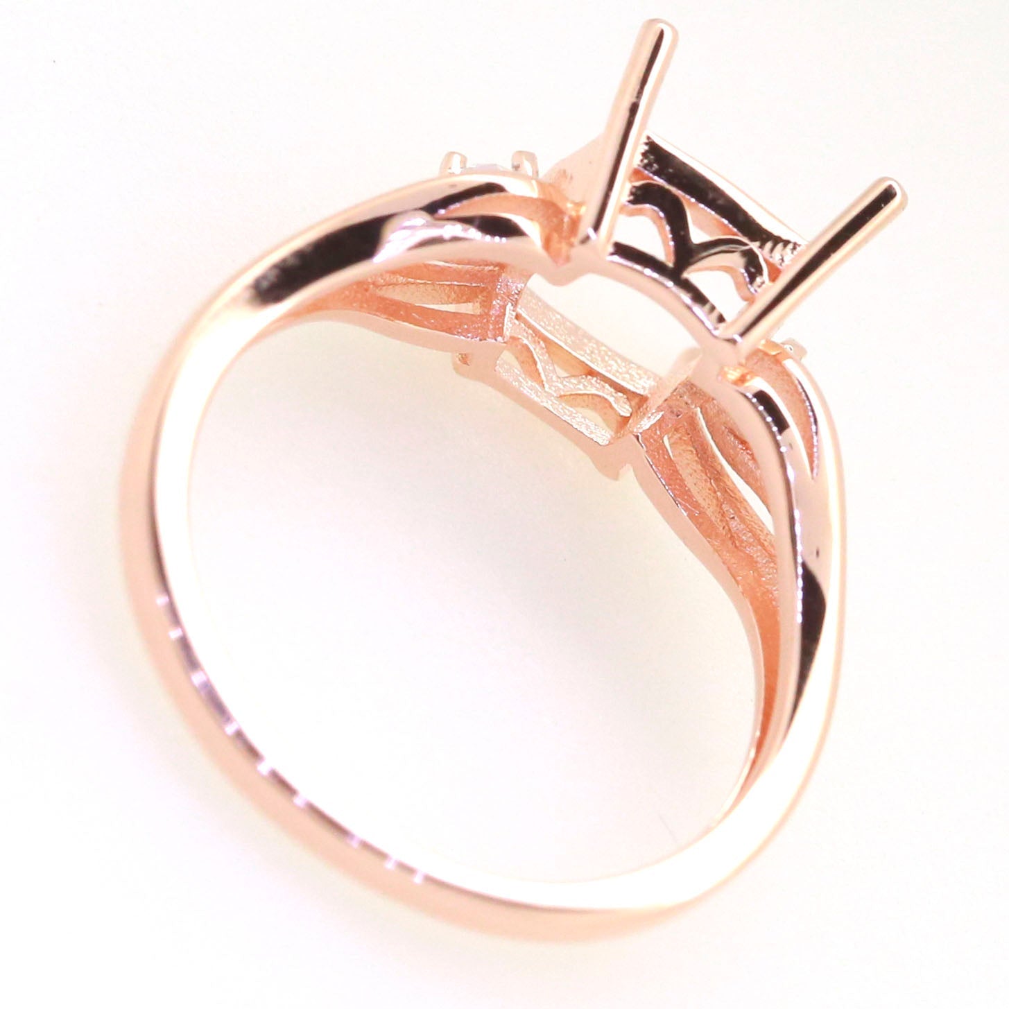 Art Deco Sterling Silver Semi Mount Ring Setting Cushion CU 10x8mm Syzjewelry