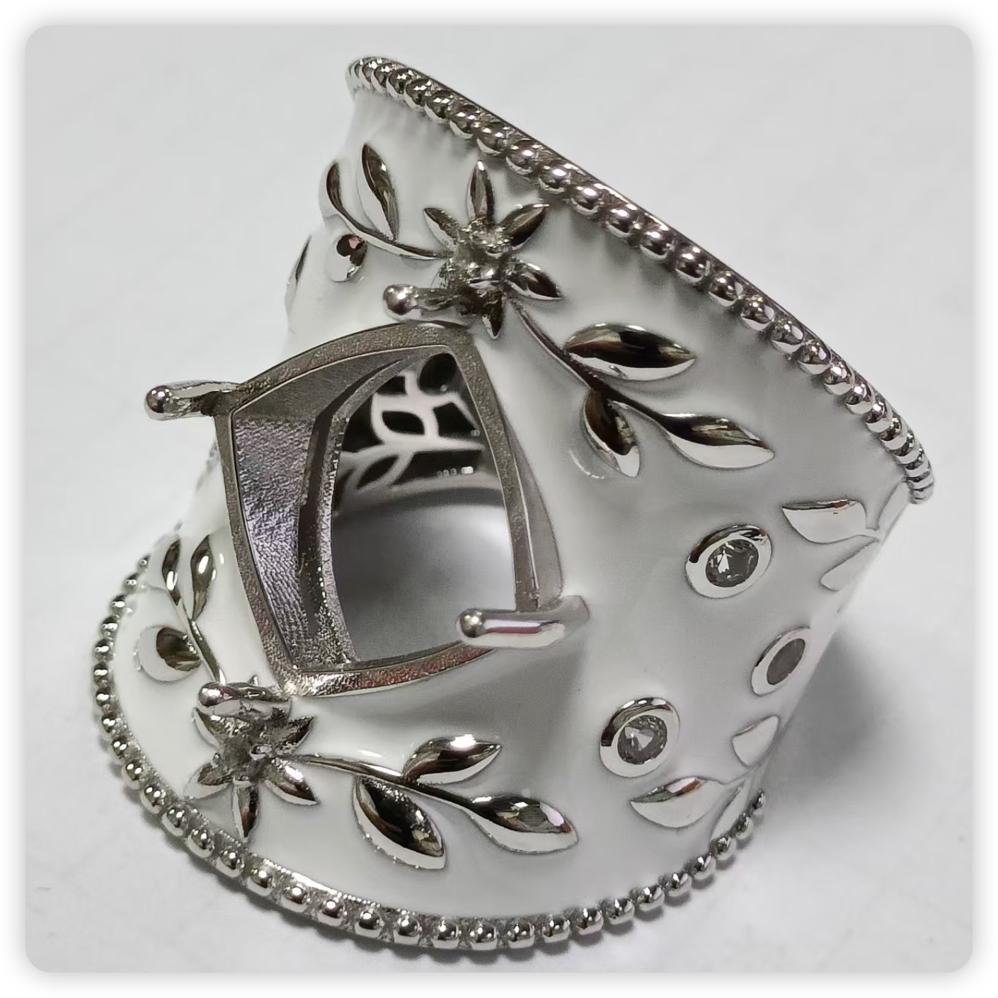 Sterling Silver Semi Mount Ring Setting Cab Cushion CU 12X12mm Syzjewelry