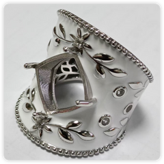 Sterling Silver Semi Mount Ring Setting Cab Cushion CU 12X12mm Syzjewelry