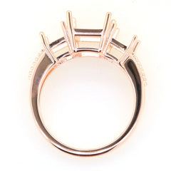 Art Deco Sterling Silver Semi Mount Ring Setting OCT Emerald 10x8mm, 7x5mm Syzjewelry