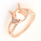 Art Deco Sterling Silver Semi Mount Ring Setting Oval OV 10x8mm Syzjewelry