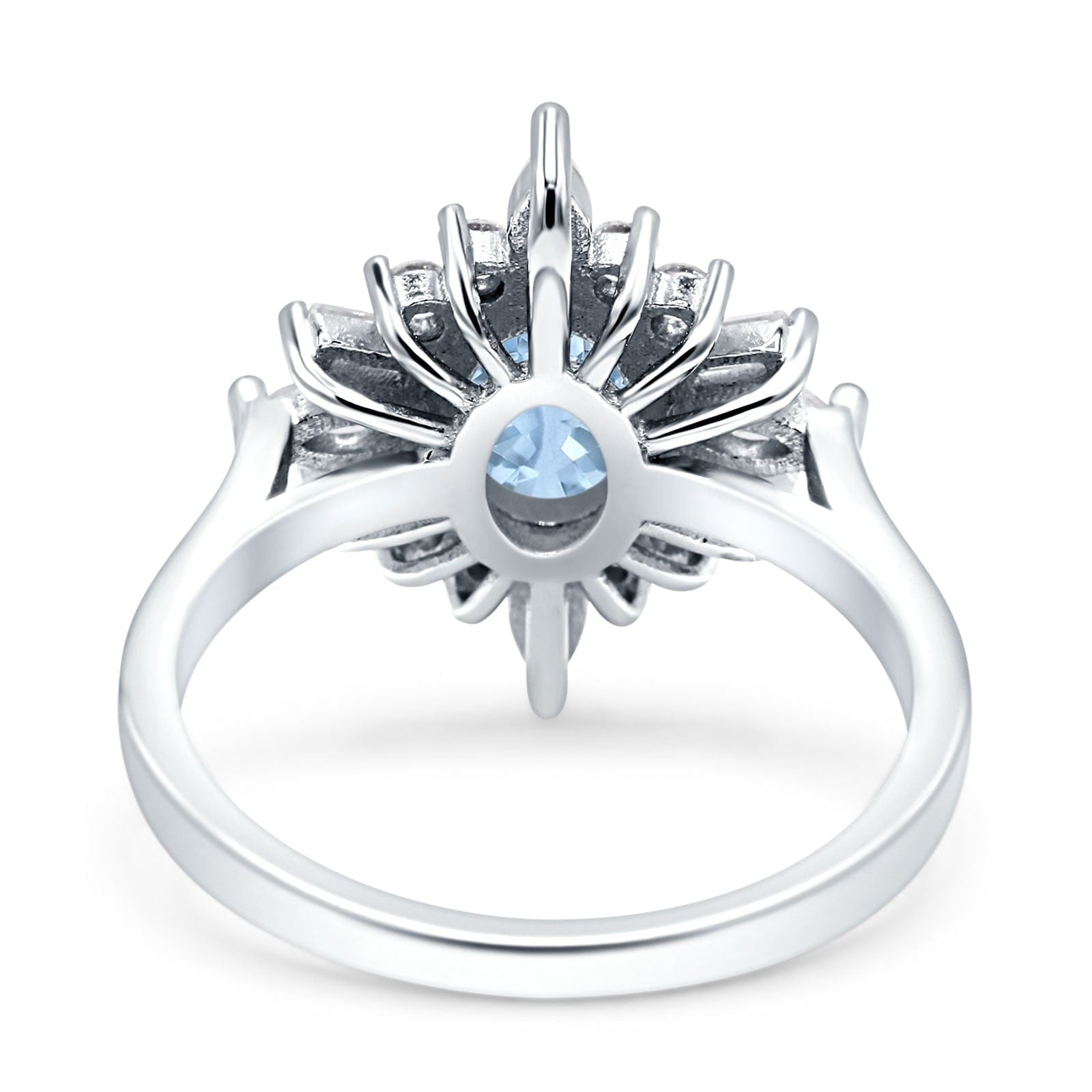 Sterling Silver Semi Mount Ring Setting Oval OV 8x6mm with CZ Accents Syzjewelry