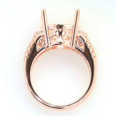 Art Deco Sterling Silver Semi Mount Ring Setting Round RD 13x13mm Syzjewelry