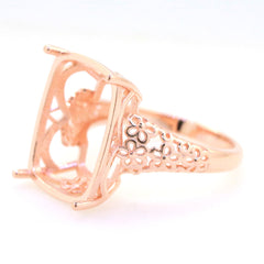 Art Deco Sterling Silver Semi Mount Ring Setting Cushion CU 18x14mm Cab Syzjewelry