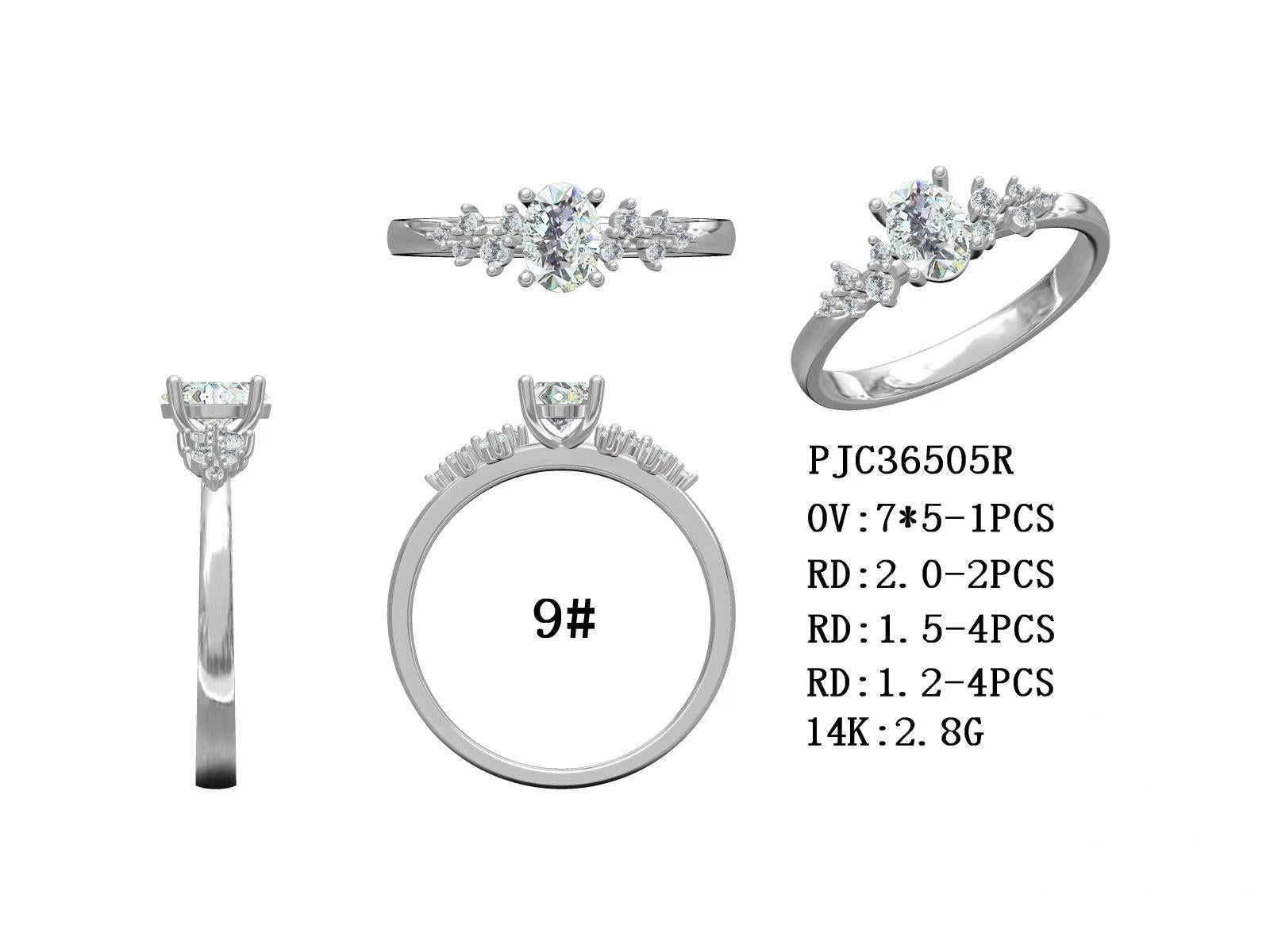 14K Gold Semi Mount Ring Setting Oval OV 7x5mm Solitaire with Accent Syzjewelry