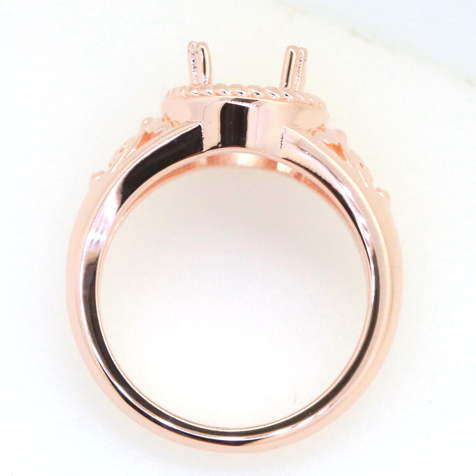 Art Deco Sterling Silver Semi Mount Ring Setting Oval OV 10x8mm Syzjewelry