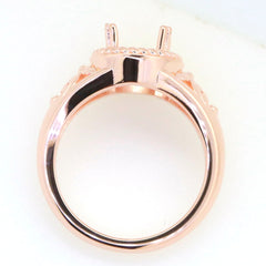 Art Deco Sterling Silver Semi Mount Ring Setting Oval OV 10x8mm Syzjewelry