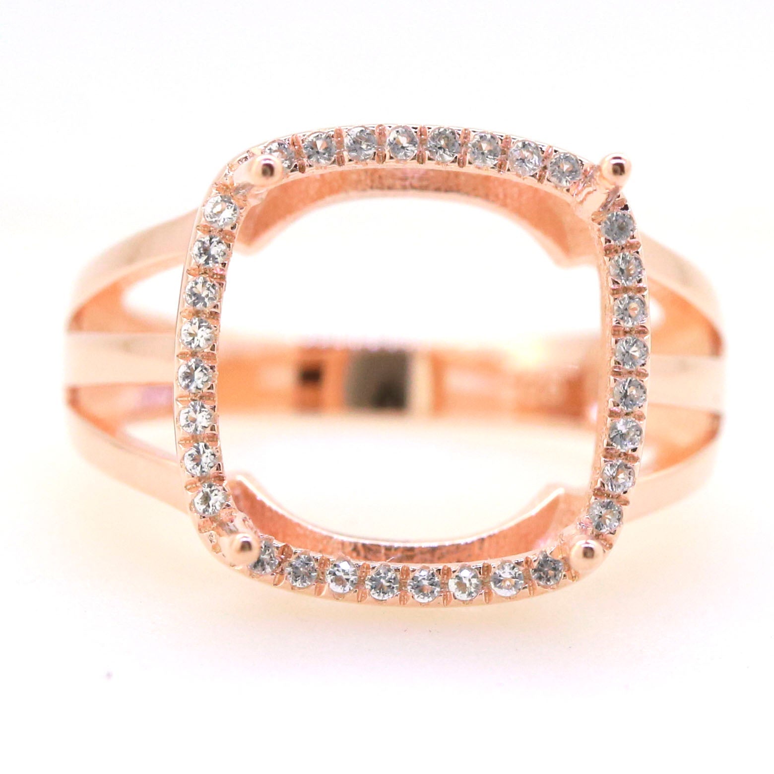 Art Deco Sterling Silver Semi Mount Ring Setting CU Cushion 13x13mm Syzjewelry