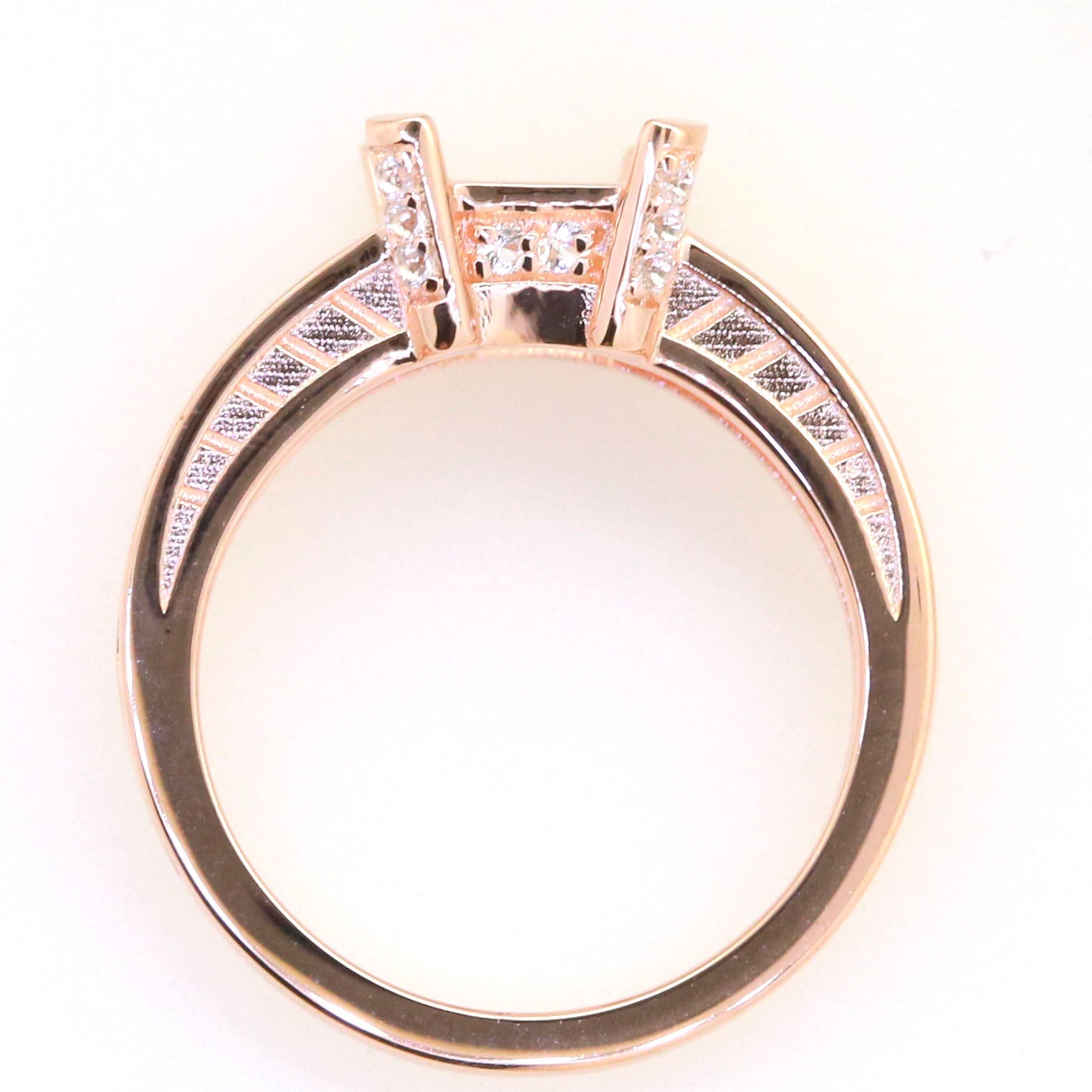 Art Deco Semi Mount Ring Setting OCT Emerald 10x8mm Syzjewelry