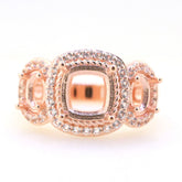 Art Deco Sterling Silver Semi Mount Ring Setting CU Cushion 8x8mm Syzjewelry