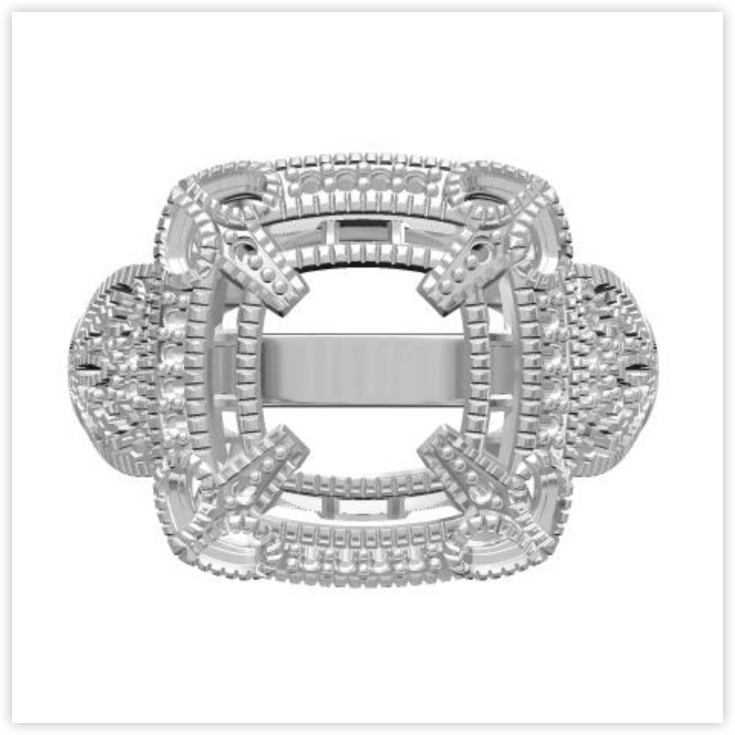 Sterling Silver Semi Mount Ring Setting Cushion CU 8X8mm Art Deco Style Halo DHJ