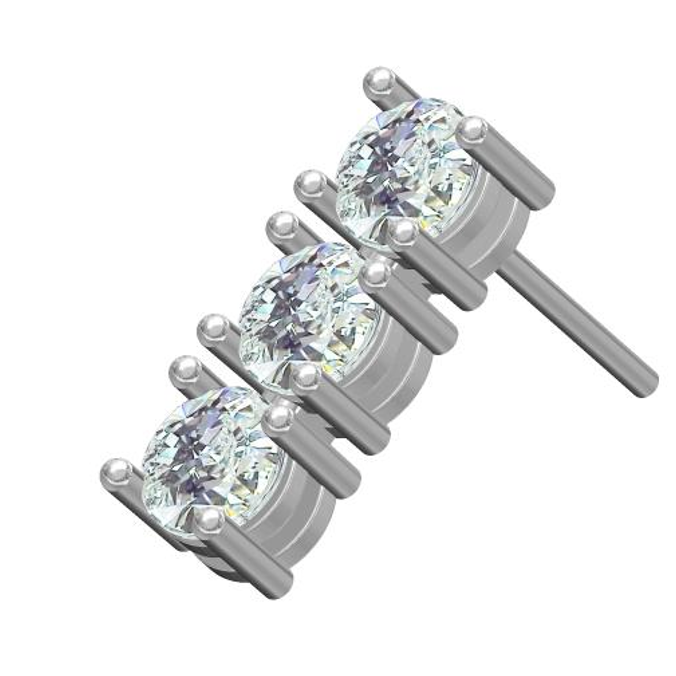 Sterling Silver Semi Mount Earrings Setting Round RD 5x5mm 6 Stone Stud Syzjewelry