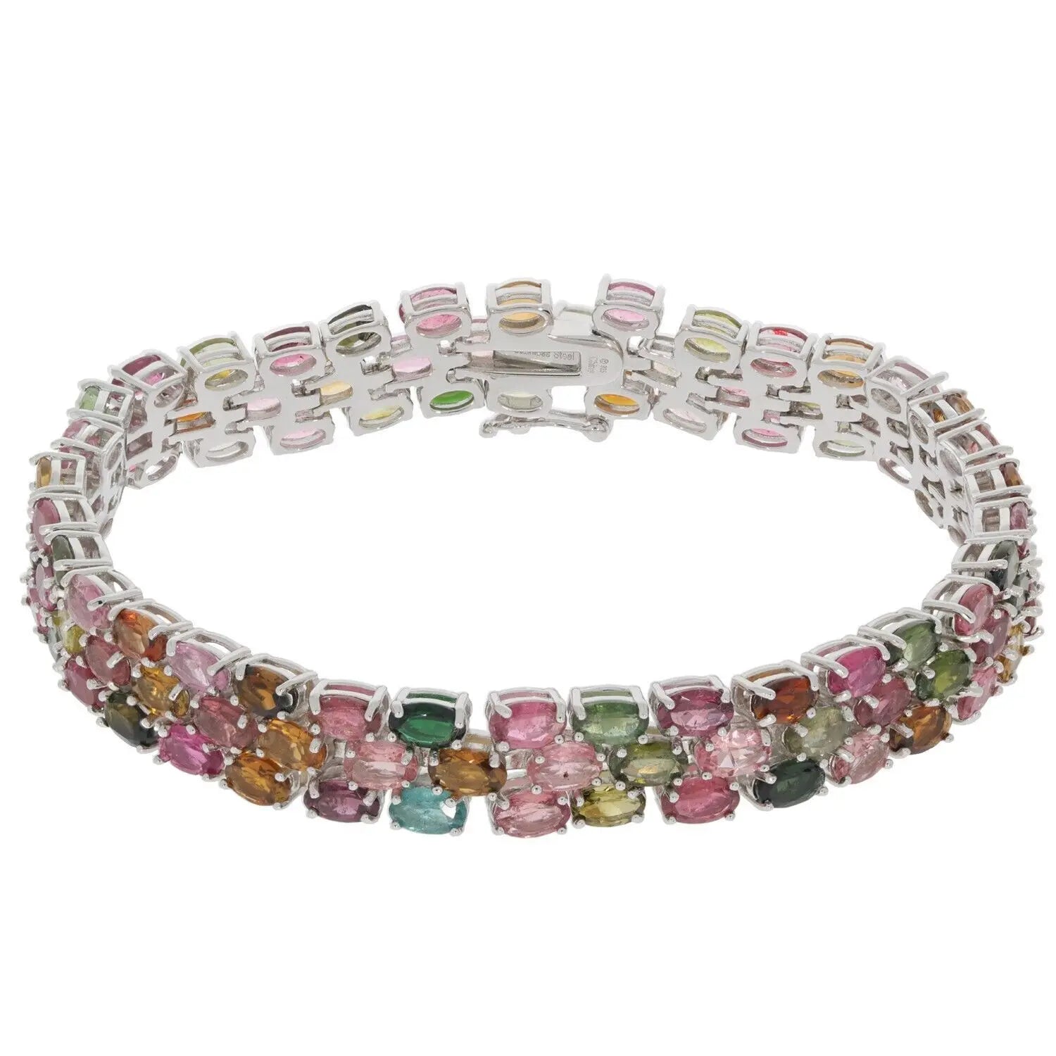 Sterling Silver Bracelet Semi Mount Setting Tennis Bracelet Oval OV 4x3mm 3 row DHJ