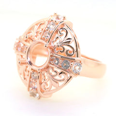 Art Deco Sterling Silver Semi Mount Ring Setting Round RD 8x8mm Syzjewelry