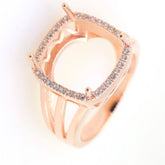 Art Deco Sterling Silver Semi Mount Ring Setting CU Cushion 13x13mm Syzjewelry