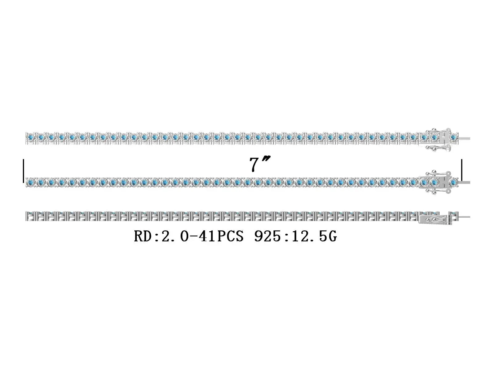 Sterling Silver Semi Mount Bracelet Setting Round RD 2x2mm DHJ