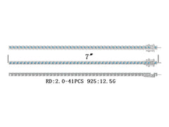 Sterling Silver Semi Mount Bracelet Setting Round RD 2x2mm DHJ