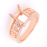 Art Deco Sterling Silver Semi Mount Ring Setting OCT Emerald 9x7mm Syzjewelry