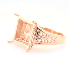 Art Deco Sterling Silver Semi Mount Ring Setting Cushion CU 14x14mm Syzjewelry