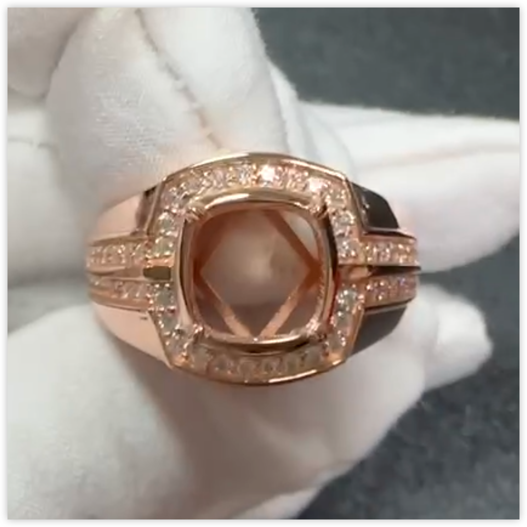 Men's Sterling Silver Semi Mount Ring Setting Cushion CU 10x10mm Male Ring Halo Ring Syzjewelry