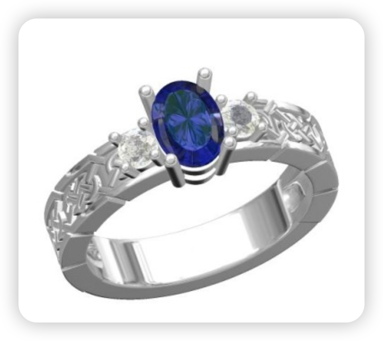 Sterling Silver Semi Mount Ring Setting Oval OV 7x5mm 3 Stone Celtick Knot Shank Etsy