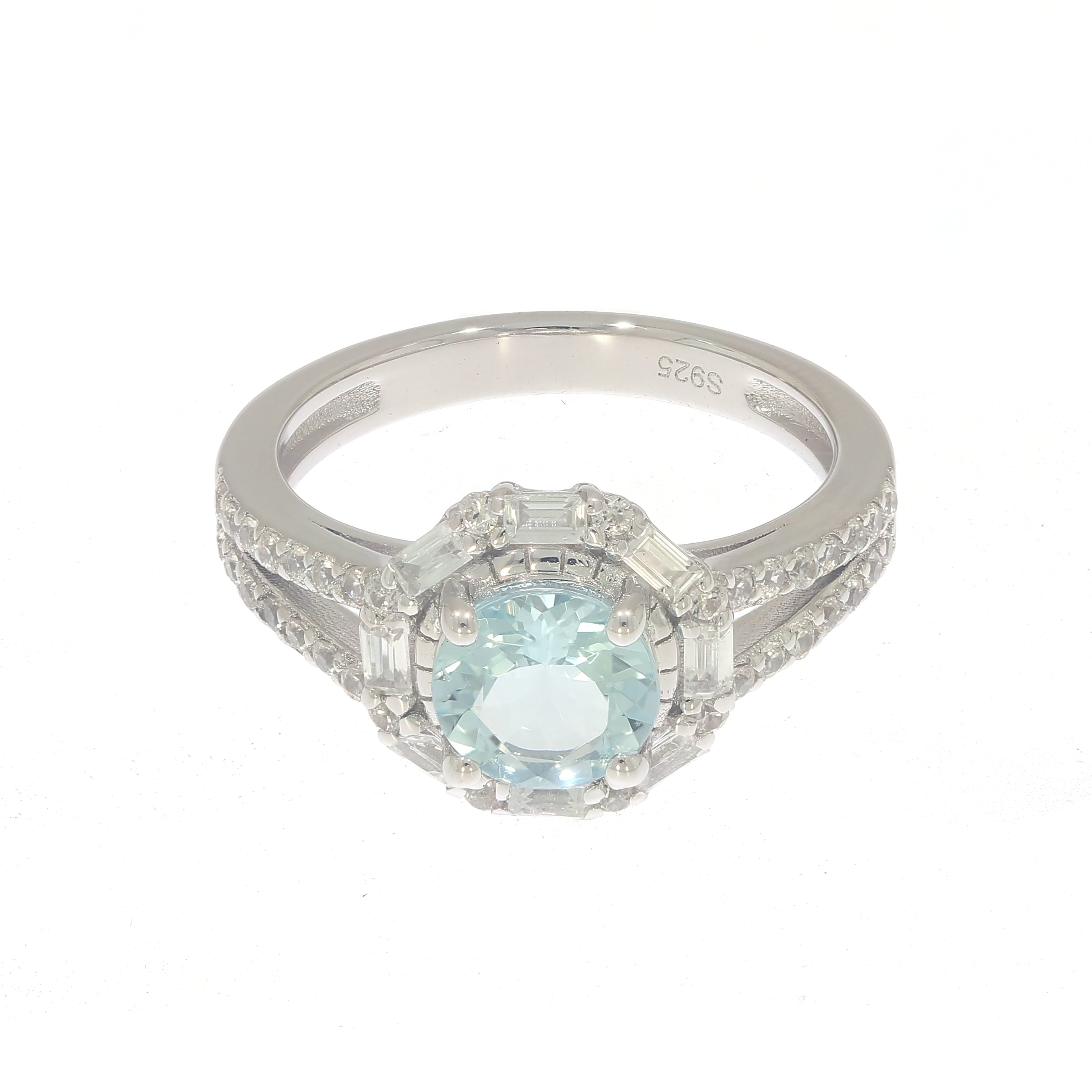 Sterling Silver Semi Mount Ring Setting Round RD 7x7mm 1x1mm baguette BG 2x2mm Halo Split Shank Syzjewelry