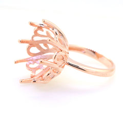 Art Deco Sterling Silver Semi Mount Ring Setting Round RD 20x20mm Syzjewelry