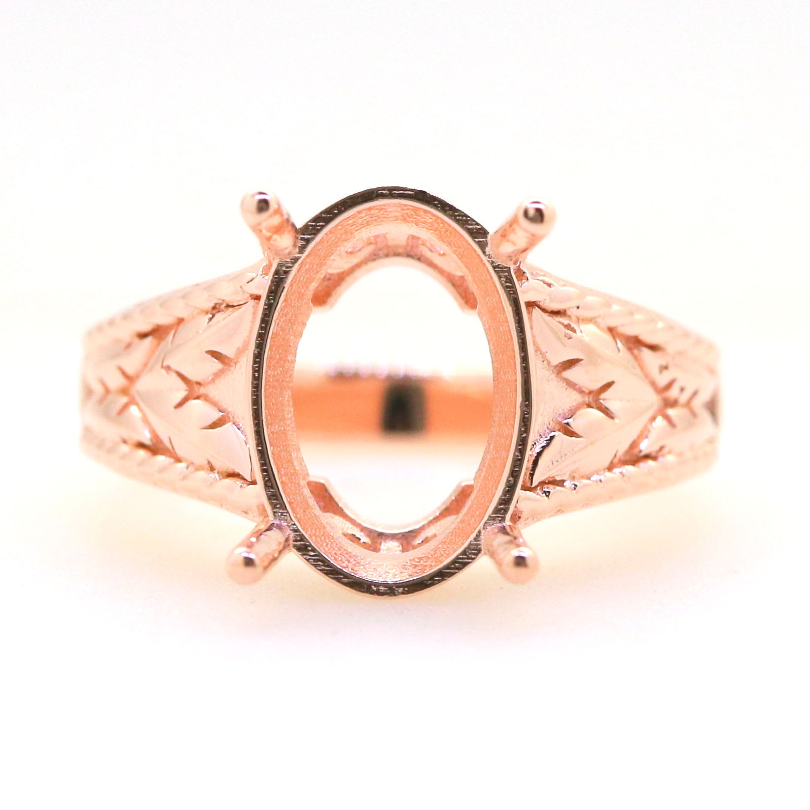 Art Deco Sterling Silver Semi Mount Ring Setting Oval OV 14x10mm Syzjewelry