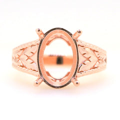 Art Deco Sterling Silver Semi Mount Ring Setting Oval OV 14x10mm Syzjewelry