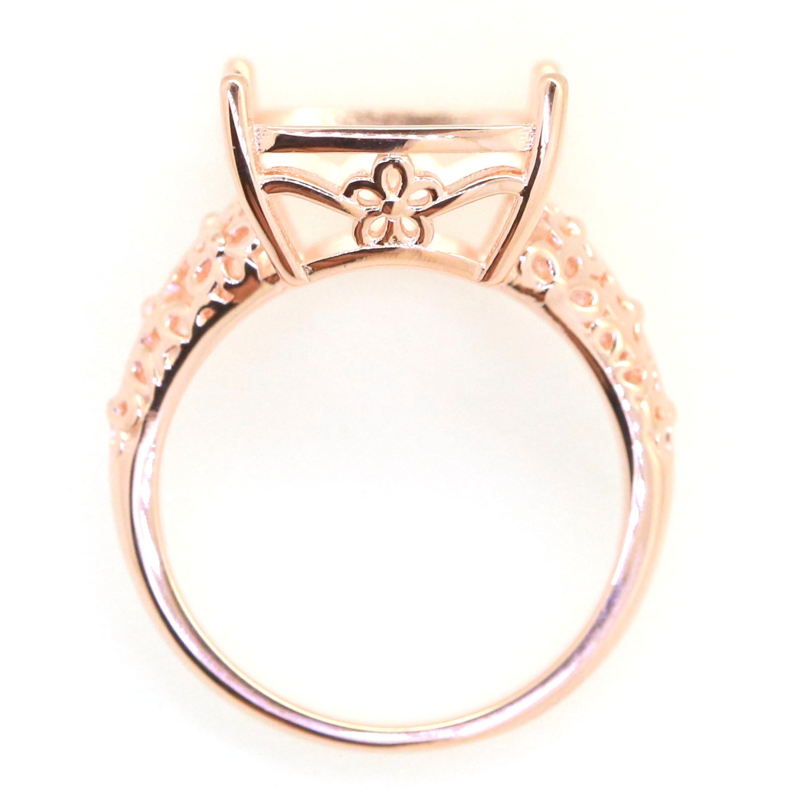 Art Deco Sterling Silver Semi Mount Ring Setting Cushion CU 18x14mm Cab Syzjewelry