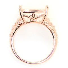 Art Deco Sterling Silver Semi Mount Ring Setting Cushion CU 18x14mm Cab Syzjewelry