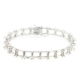 Sterling Silver Semi Mount Bracelet Setting Tennis Bracelet Asscher SQ 7x7mm Syzjewelry