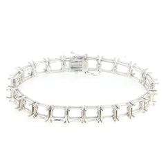 Sterling Silver Semi Mount Bracelet Setting Tennis Bracelet Asscher SQ 7x7mm Syzjewelry