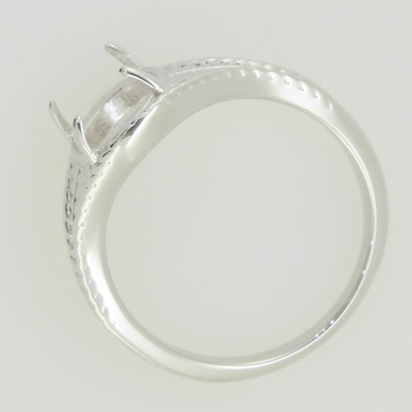 Art Nouveau Sterling Silver Semi Mount Ring Setting Oval OV 10X8mm Cabochon Syzjewelry