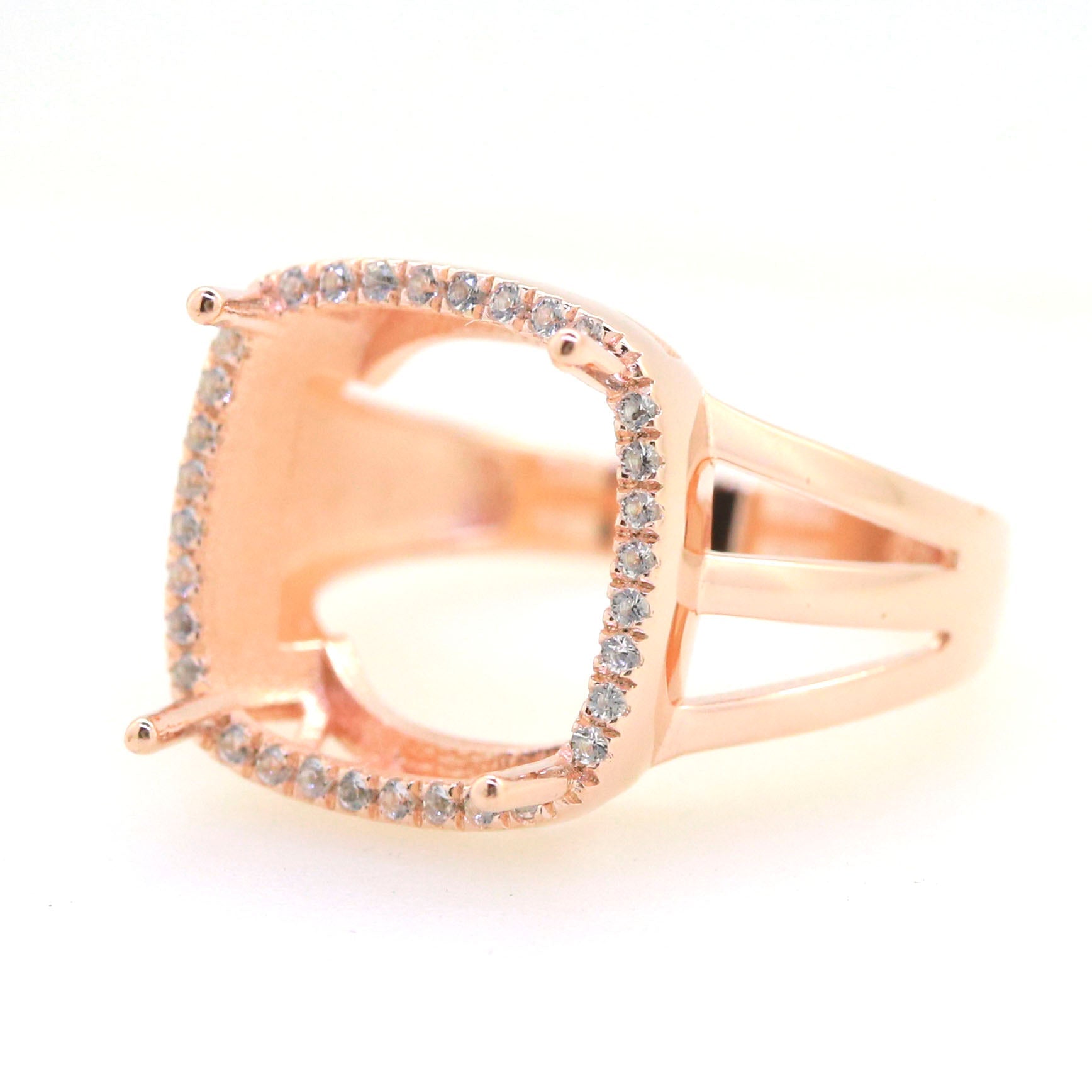 Art Deco Sterling Silver Semi Mount Ring Setting CU Cushion 13x13mm Syzjewelry