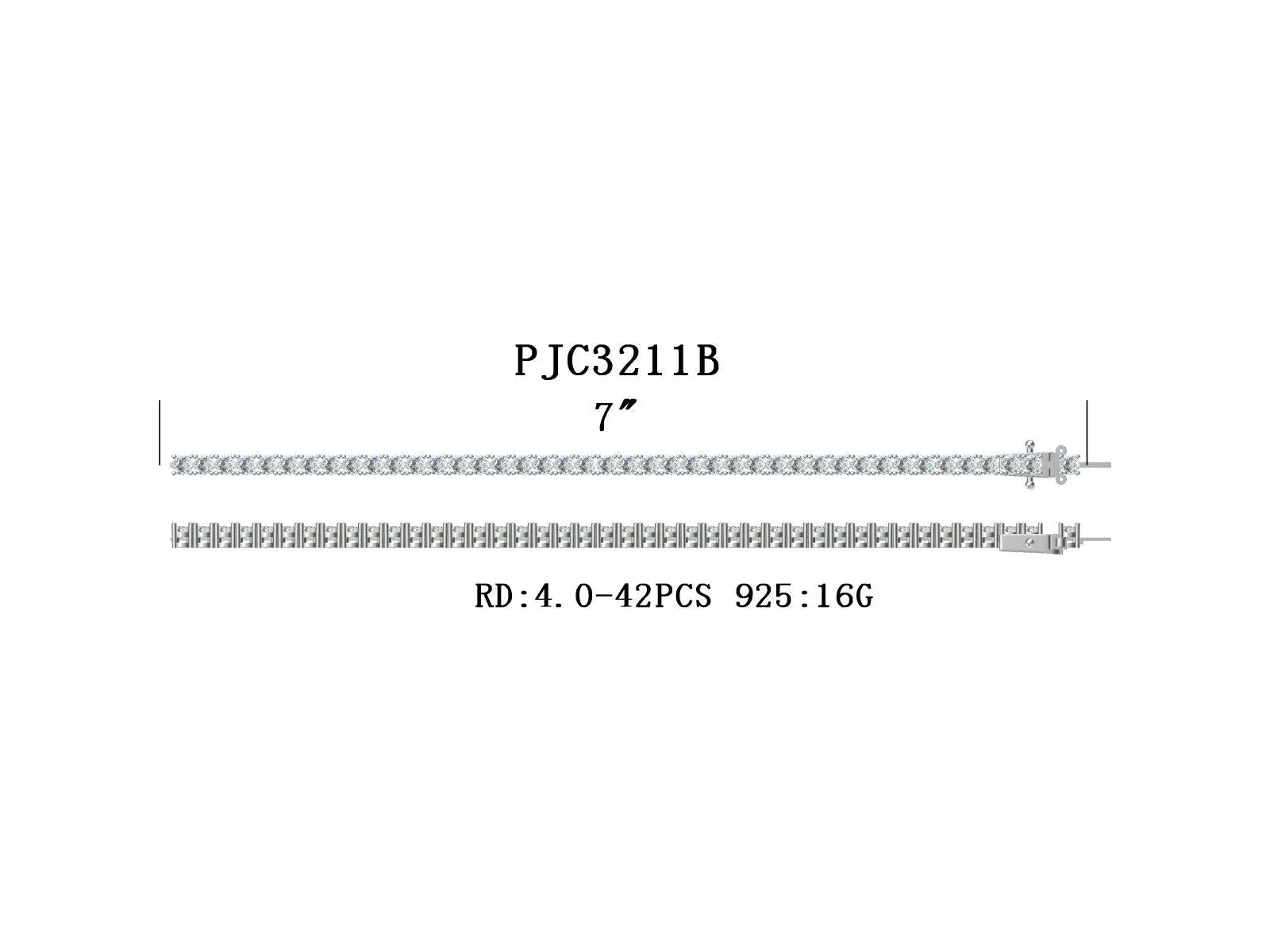 Sterling Silver Semi Mount Bracelet Setting Round RD 4x4mm DHJ