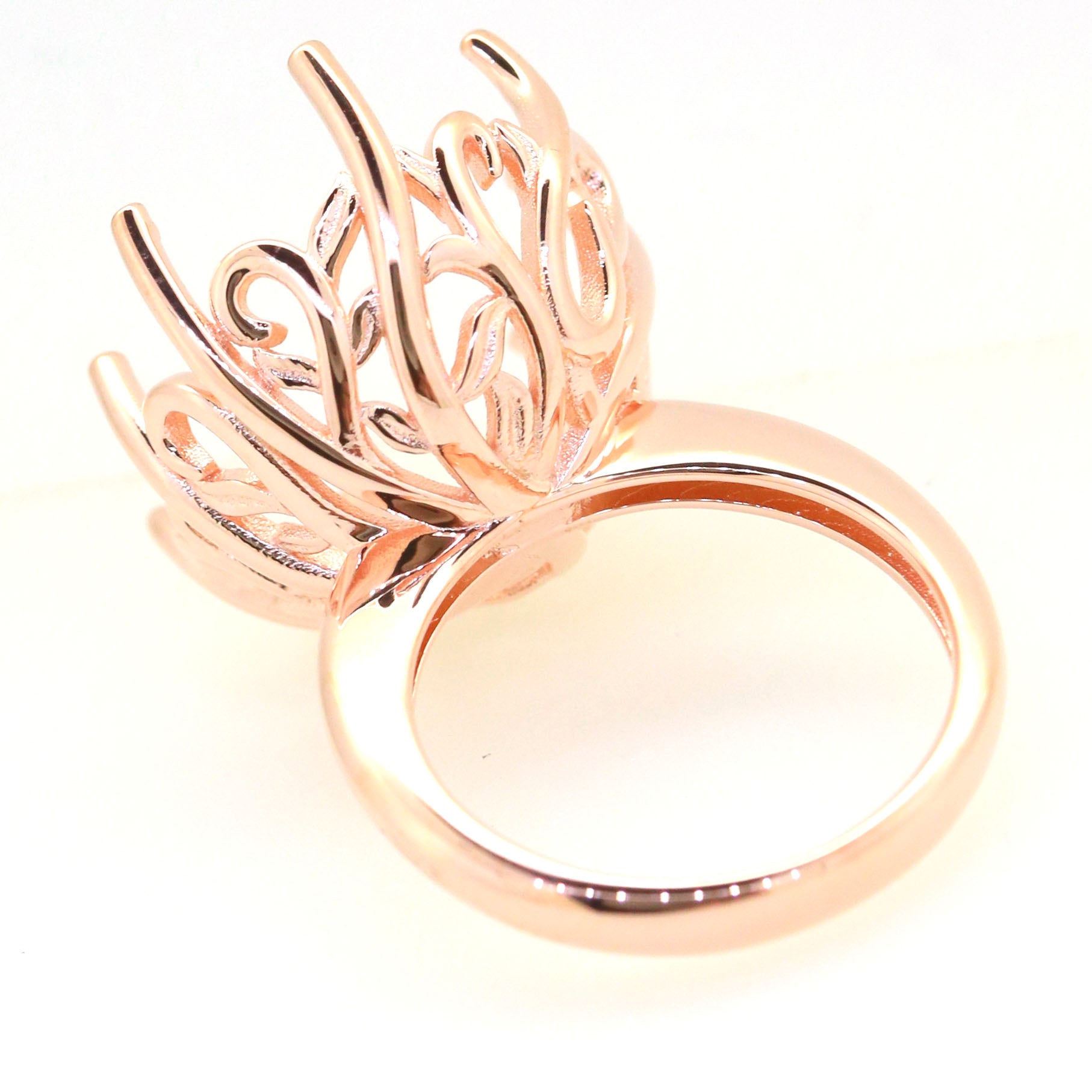 Art Deco Sterling Silver Semi Mount Ring Setting Round RD 20x20mm Syzjewelry