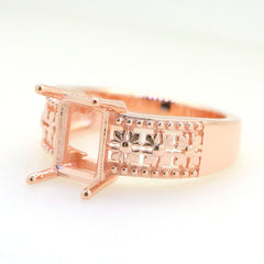 Art Deco Sterling Silver Semi Mount Ring Setting OCT Emerald 9x7mm Syzjewelry