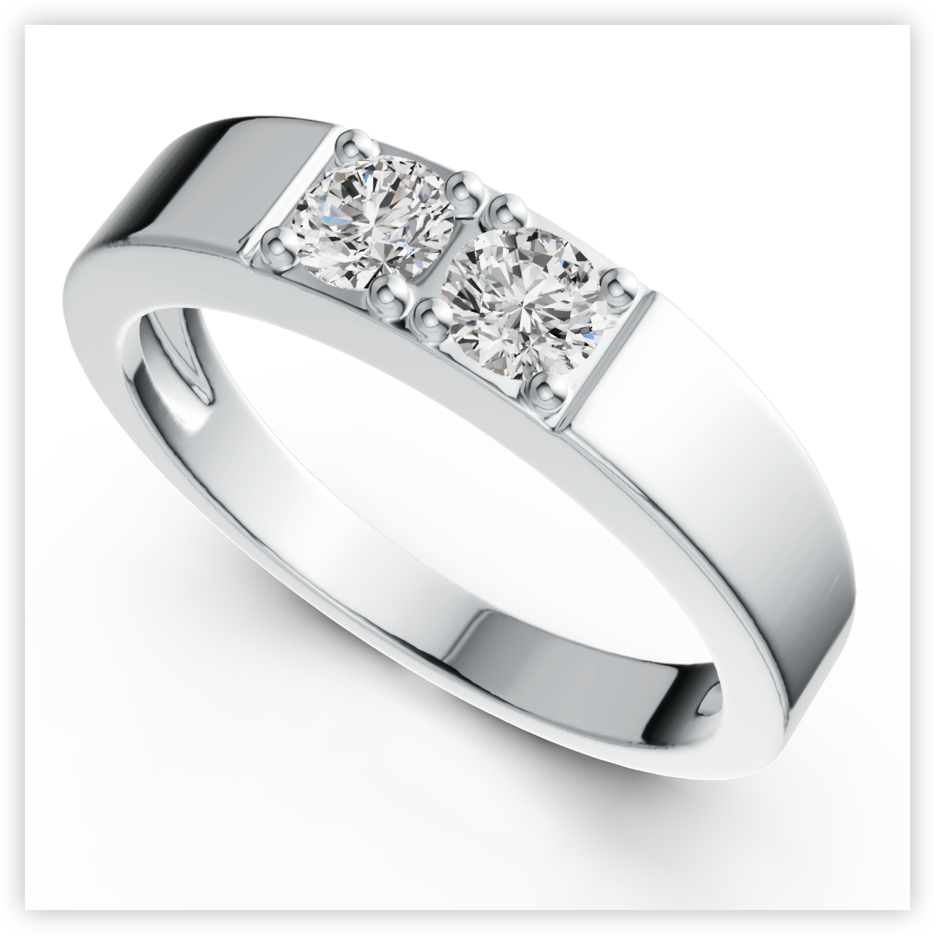 Men's Sterling Silver Semi Mount Ring Setting Round RD 4x4mm Two Stone Ring Toi et Moi Etsy