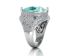 Sterling Silver Semi Mount Ring Setting Cushion CU 18X13mm Cocktail Ring DHJ