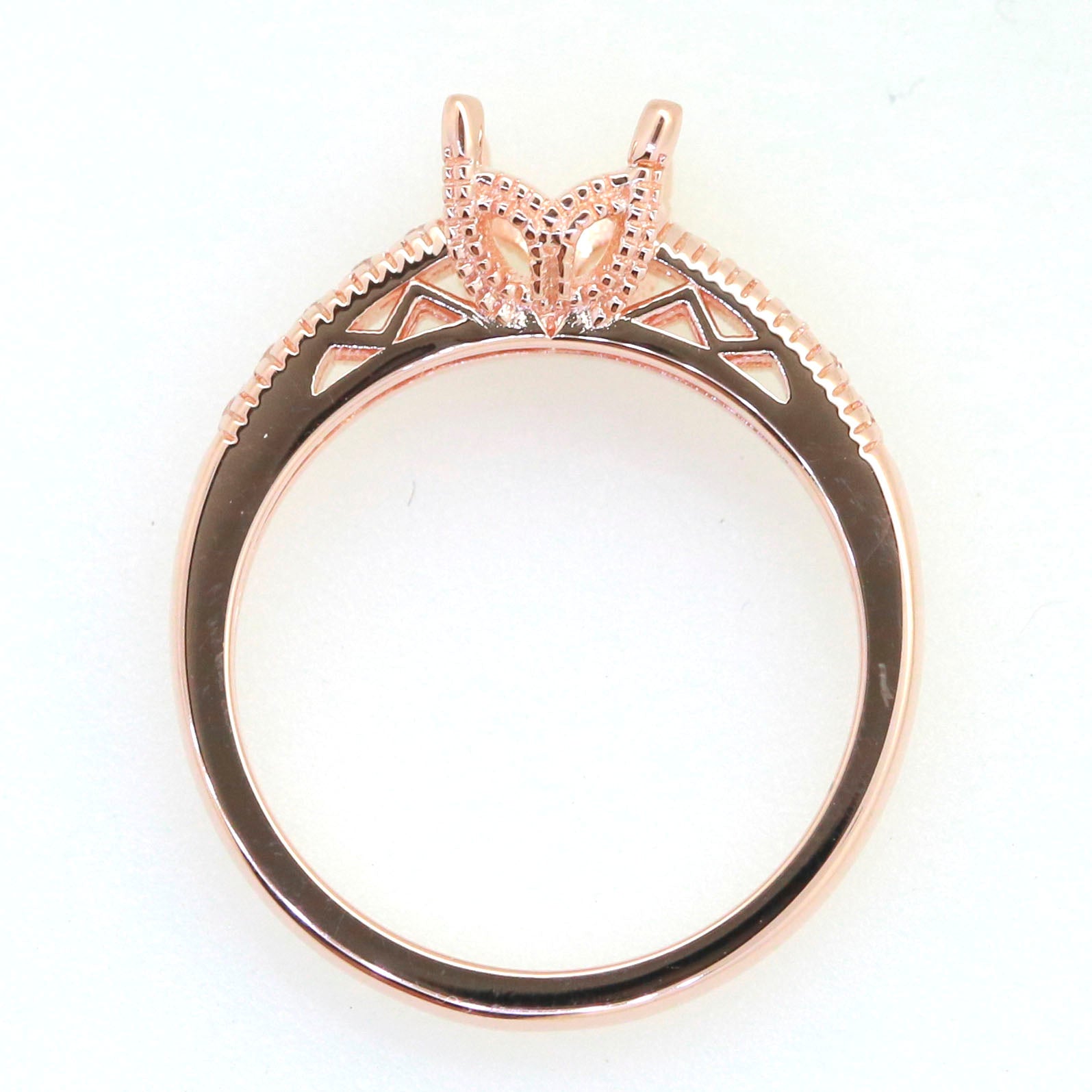 Art Deco Sterling Silver Semi Mount Ring Setting Cushion CU 8x6mm Syzjewelry