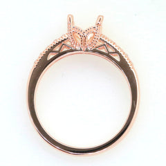 Art Deco Sterling Silver Semi Mount Ring Setting Cushion CU 8x6mm Syzjewelry