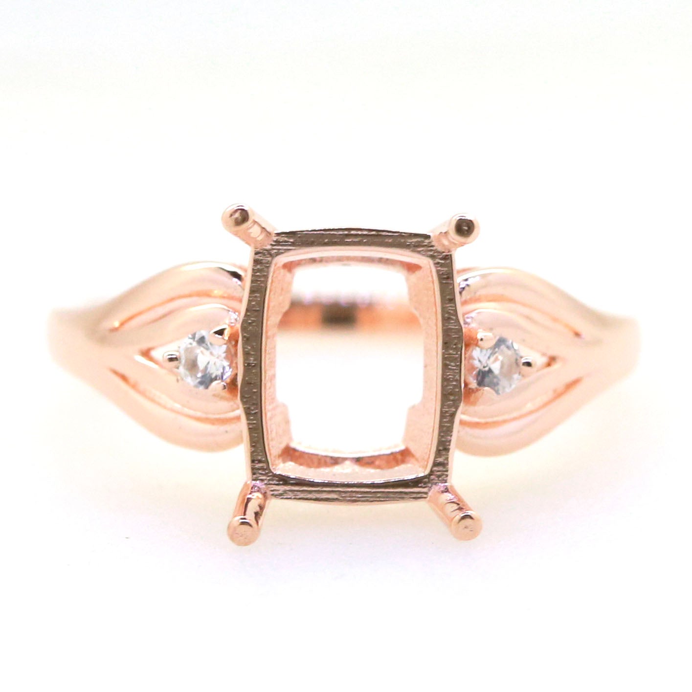 Art Deco Sterling Silver Semi Mount Ring Setting Cushion CU 10x8mm Syzjewelry