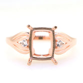 Art Deco Sterling Silver Semi Mount Ring Setting Cushion CU 10x8mm Syzjewelry